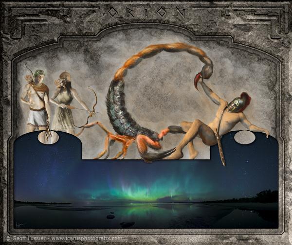 Orion - Painting and Aurora Photo